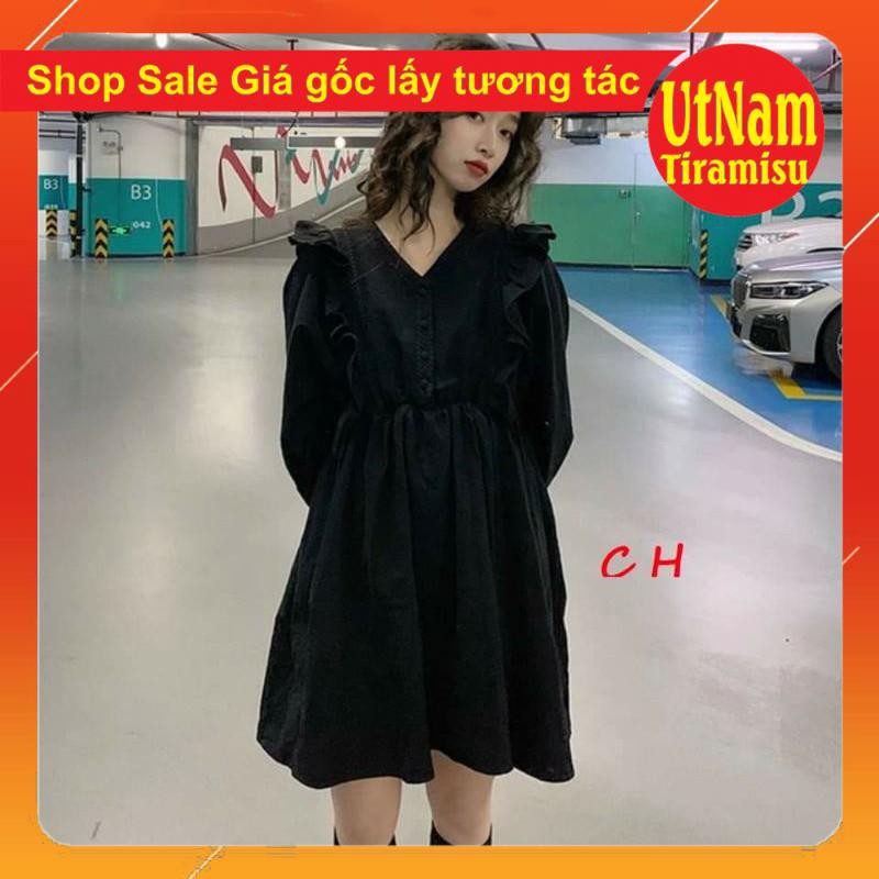 Váy Babydoll Trắng Đen tay bồng cánh dơi🦋 Đầm Nữ Tay Bồng Dáng Suông 🦋 Đầm nữ xòe unisex