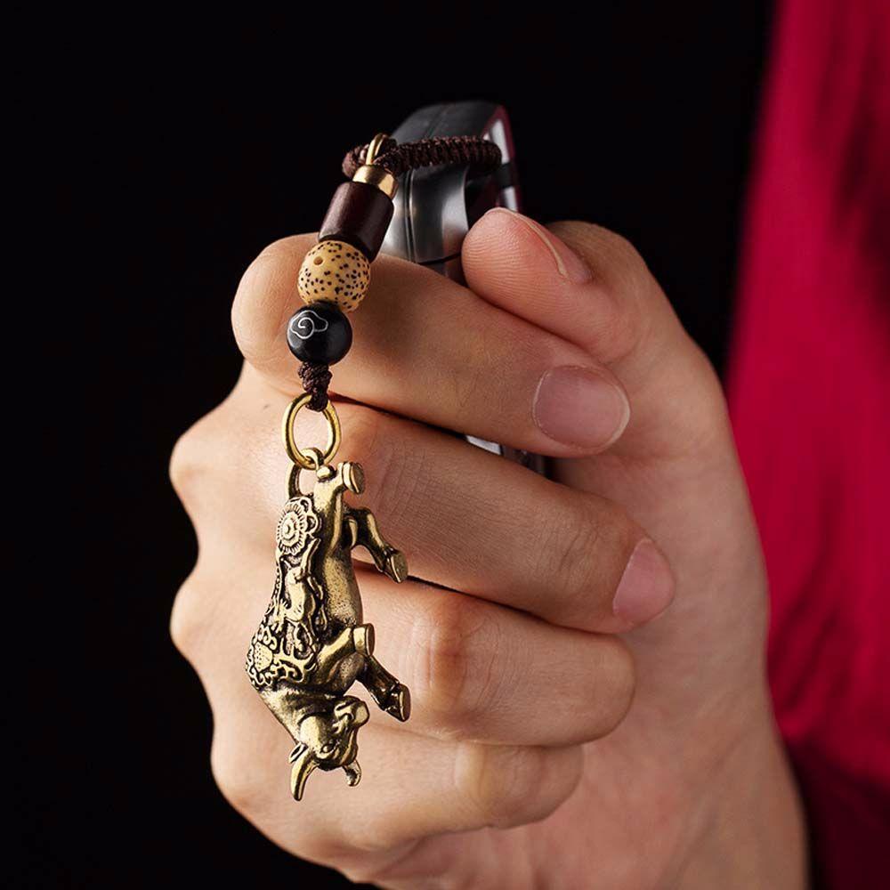 Rebuy1 Phụ Kiện Móc Khóa Xe Hơi Bằng Đồng Thau May Mắn Phong Cách Hoàng Đạo