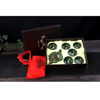 Bộ ấm chén uống trà in cá 3D tráng men