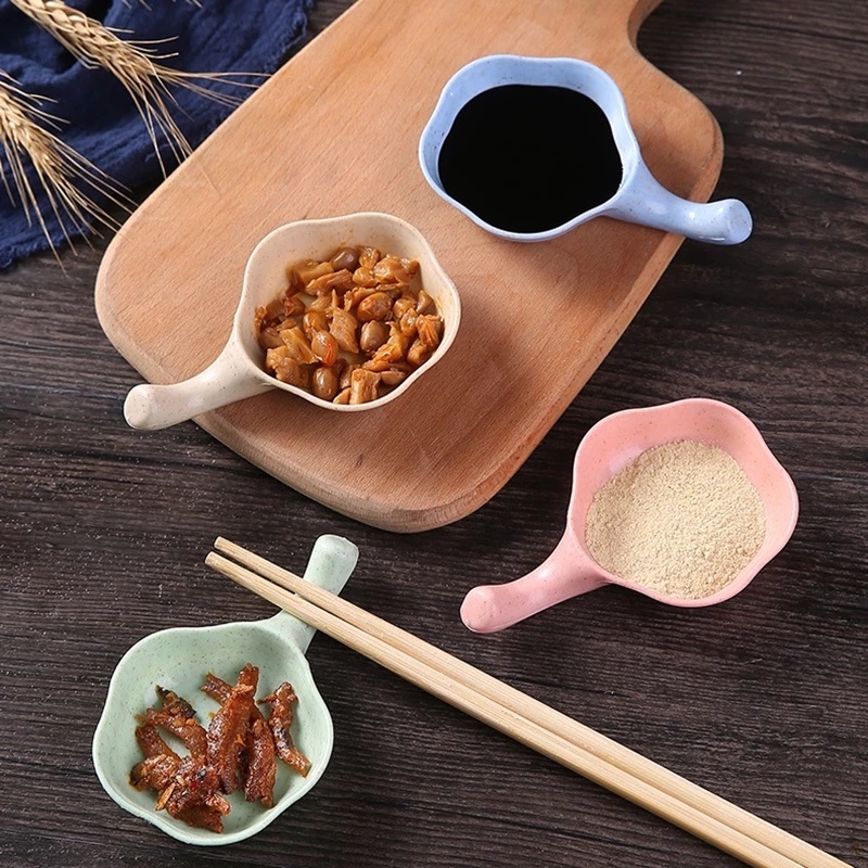 Đĩa Đựng Nước Sốt/ Gia Vị Bằng Lúa Mạch Có Tay Cầm Đa Năng Tiện Dụng Cho Gia Đình