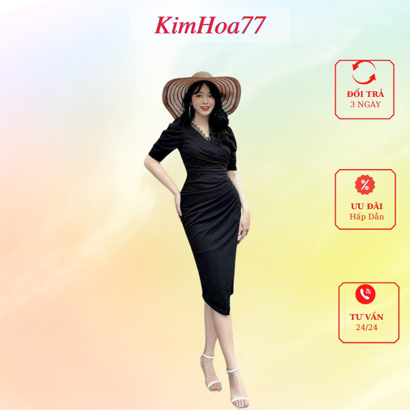 Váy body đầm nữ dự tiệc freesize chất umi cao cấp cổ viền ren kimhoa77