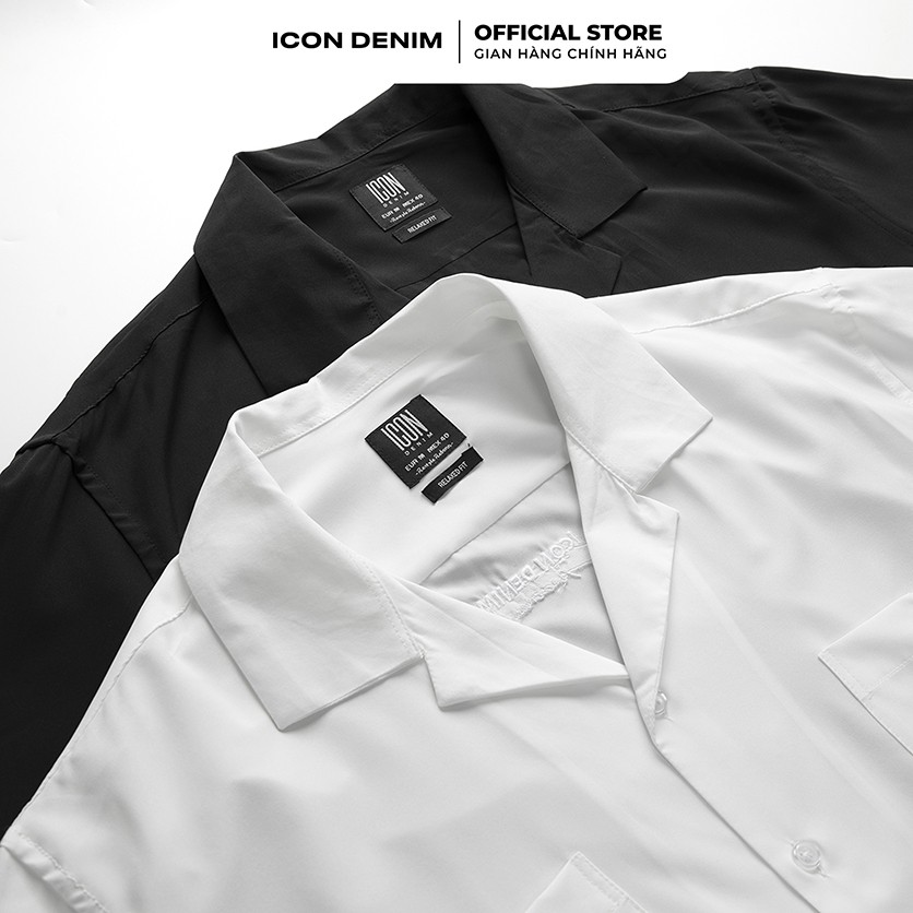 Áo Sơ Mi Nam ICON DENIM Tay Ngắn Cổ Vest Phối Lơ-Vê Relaxed-Fit | BigBuy360 - bigbuy360.vn