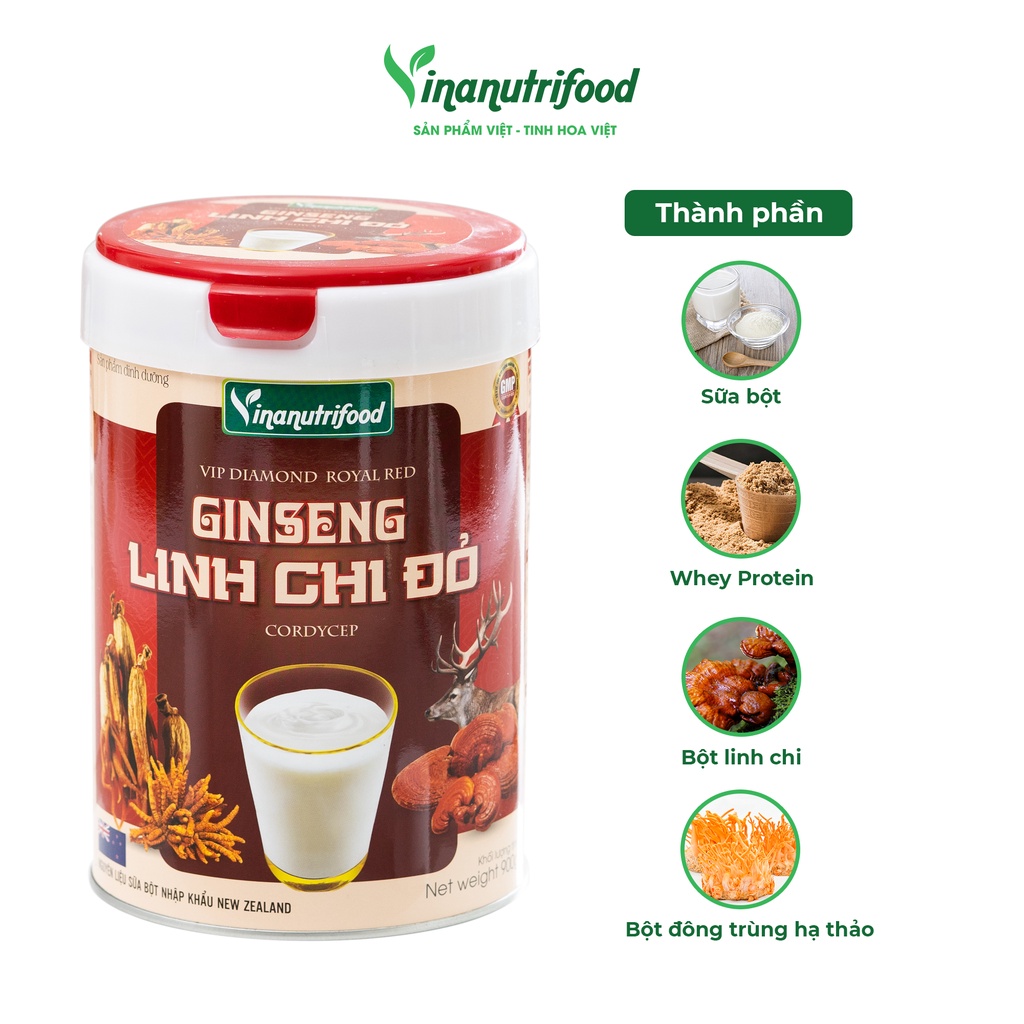 Sữa bột Linh chi đỏ Vinanutrifood, Hộp 900g dành cho người mới ốm dậy, tăng cường hệ miễn dịch, nâng cao sức khỏe