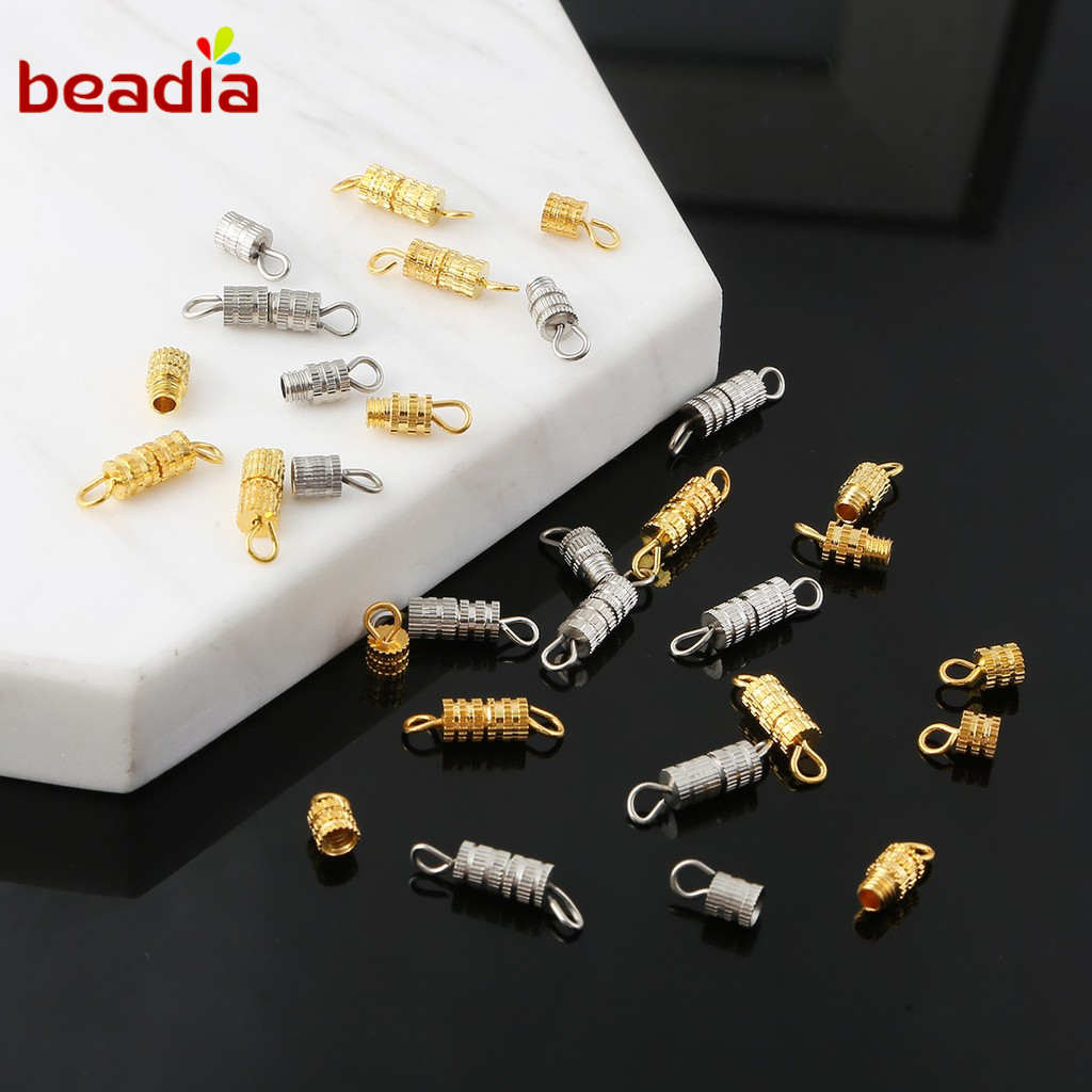 BEADIA Set 10 Ốc Vít Nối Vòng Tay Màu Vàng Hình Trụ Tiện Dụng