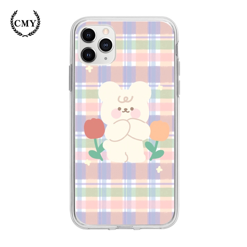 ốp iphone 11 Ốp điện thoại hình gấu và hoa hoạt họa cho iPhone11/11Pro 11pro Max X XR XS XS MAX 7 8 plus SE