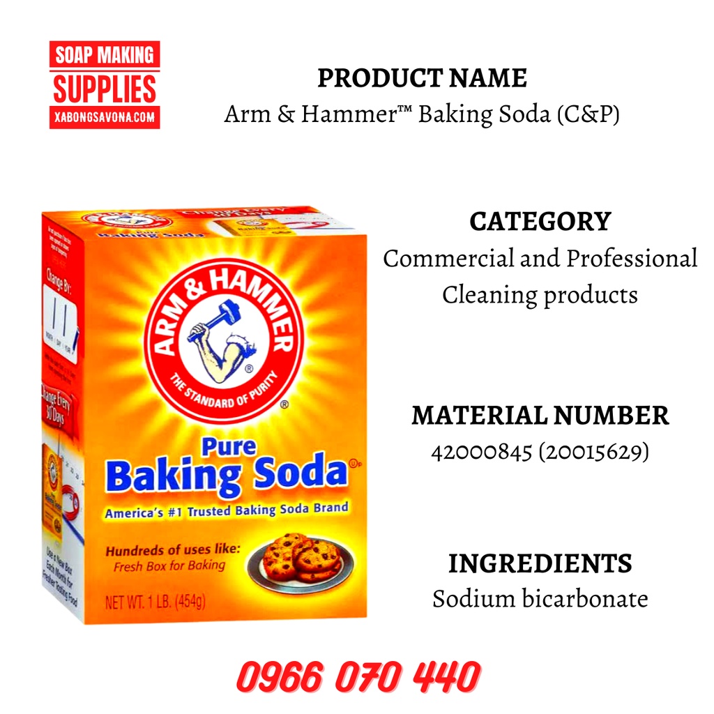 Bột Baking Soda 454gr Nhập Khẩu Mỹ Đa Công Dụng Làm Bom Tắm, Bột Nở, Muối Nở Làm Sạch Răng, Pure Baking Soda