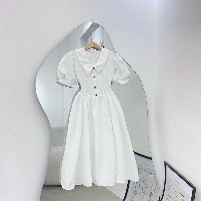 ĐẦM MIDI NÚT CỔ PETER 3M