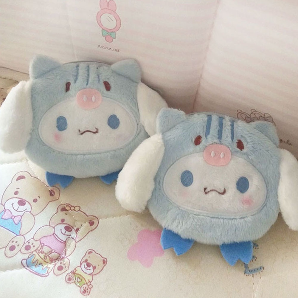 Ví đựng đồ nhồi bông mềm mại thiết kế Cinnamoroll có khóa kéo