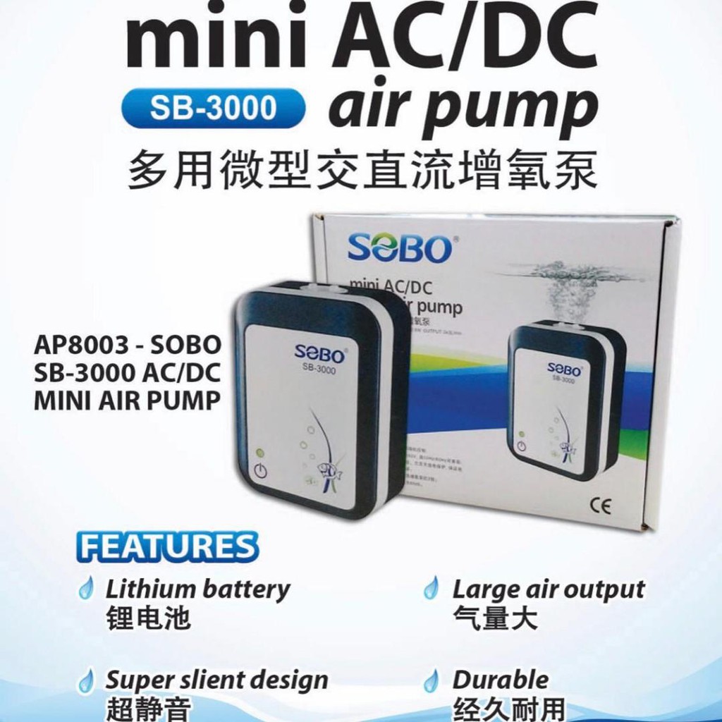 Máy Oxy Sạc dự phòng Sobo SB 4000 2 vòi cho hồ cá