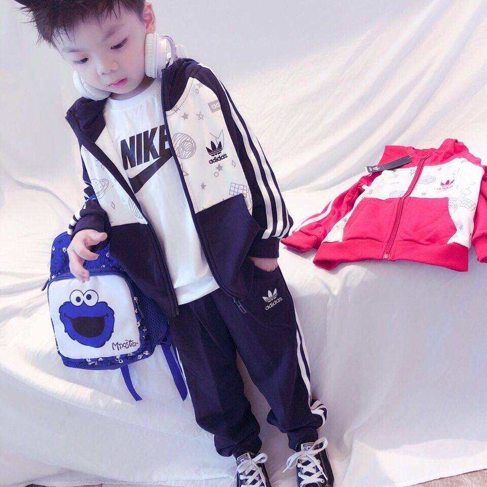 Không Có Nhãn Hiệu Trên Quần Áo1 Set Đồ Thể Thao 2 Món Áo Khoác Tay Dài Phối Quần Dài Thời Trang Dành Cho Bé Trai