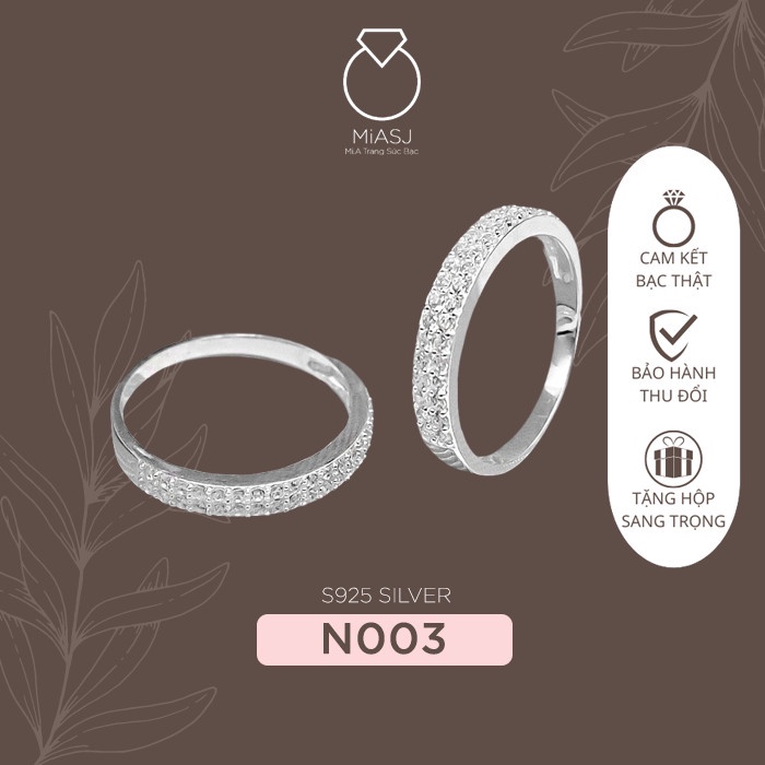 Nhẫn bạc ý 925 cao cấp hột đá Cz Mã N003 | Mi.A Trang sức bạc