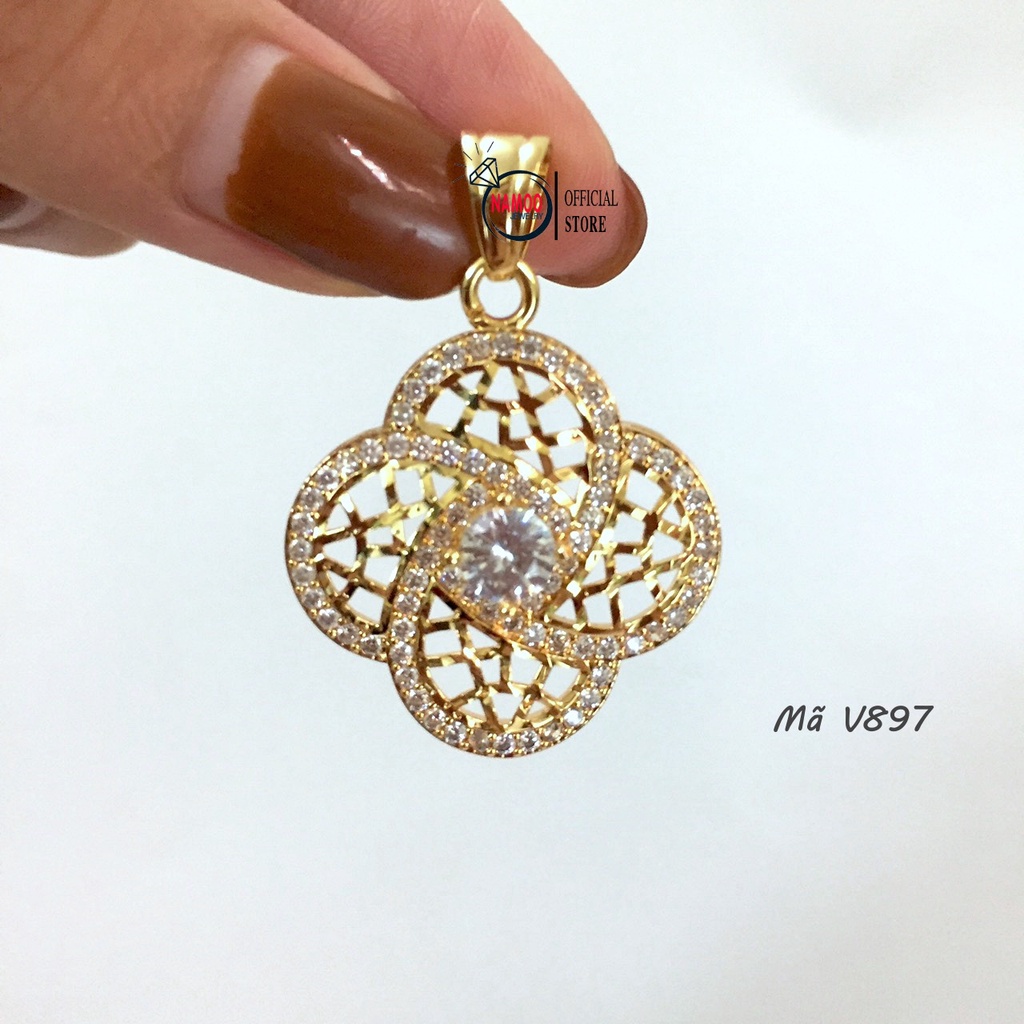 Dây Chuyền Nữ Đính Đá, Kiềng Cổ Mặt V897 Hoa Lớn Kết Hợp Dây Dài 50cm