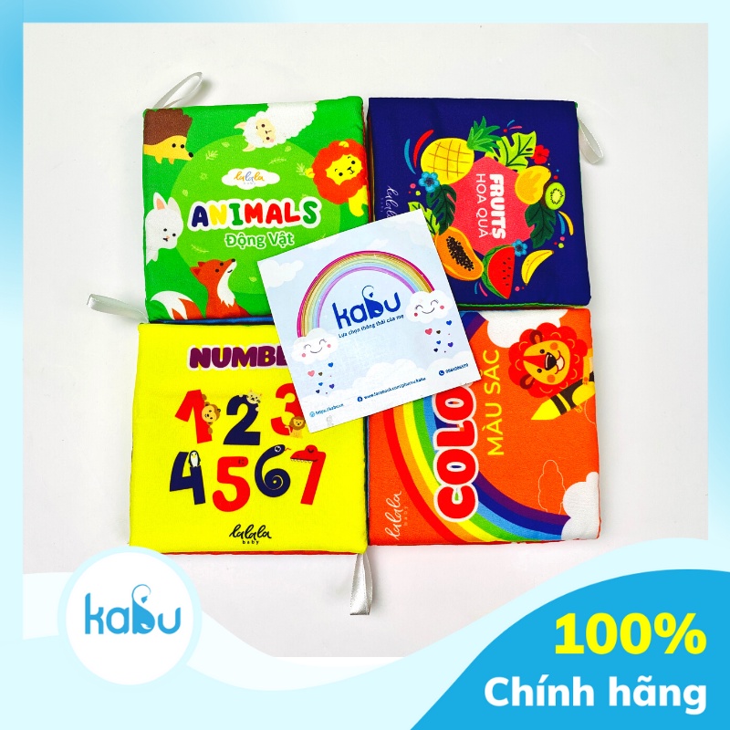 KABU - Bộ 4 Cuốn Sách Vải Giáo Dục Đầu Đời Cho Bé 0-3 Tuổi Mini Cloths