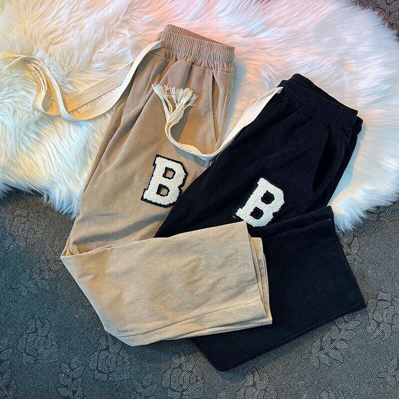 Quần Suông Tăm Ống Rộng Rút Dây Bản To Logo Chữ B Phong Cách Thời Trang Hàn Quốc(Hàng Sẵn)