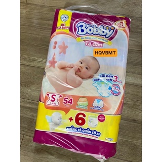 [TẶNG KÈM 6M] Tã Dán Bobby Sơ Sinh Siêu Thấm size S54 miếng dành cho bé 4-8kg