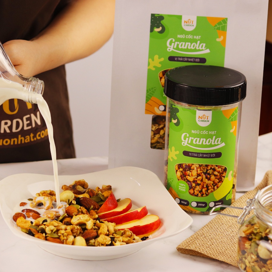 Ngũ Cốc Granola Siêu Hạt Nut Garden - Hạt Granola Ăn Kiêng 100% Mật Ong, Không Đường - Ngũ Cốc Ăn Sáng -150g, 250g, 500g