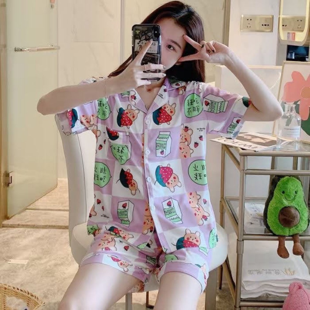 [ Mã WASTRUN4 giảm 10% tối đa 30K đơn 99K] Đồ bộ Pijama quần đùi áo cộc tay hoạt hình dễ thương mặc ngủ mặc nhà cho nữ