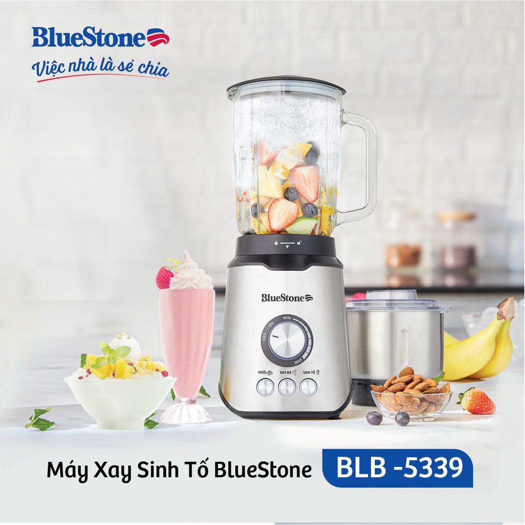 [Mã ELHAMS5 giảm 6% đơn 300K] Máy xay sinh tố BlueStone BLB-5339 - Công suất 800w xay được hạt và đá