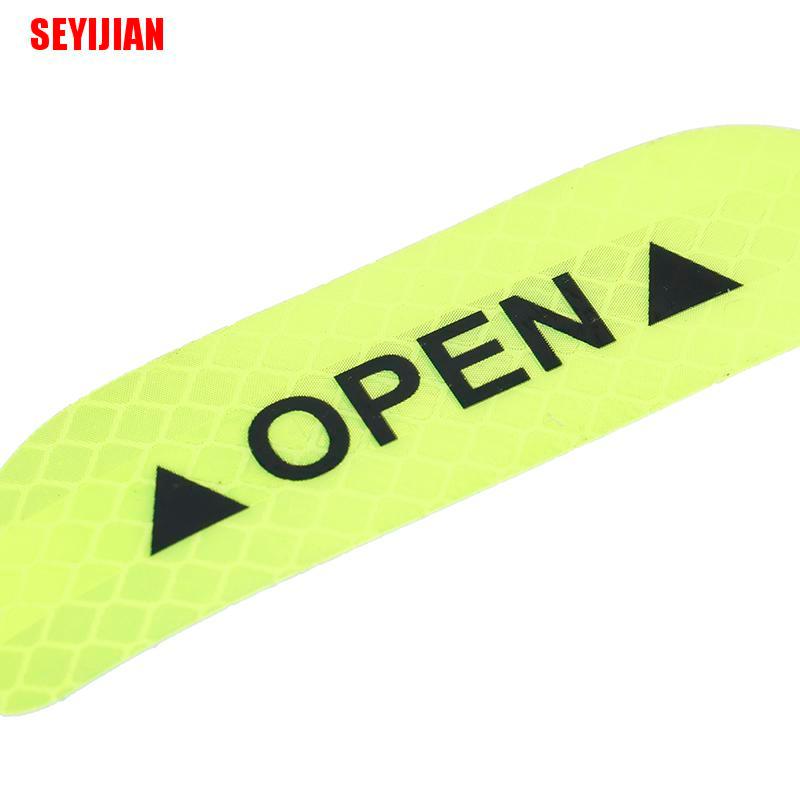 (SEY) 4X Fluorescent Green Car Door Open Sticker Reflective Tape Safety Warning Decal