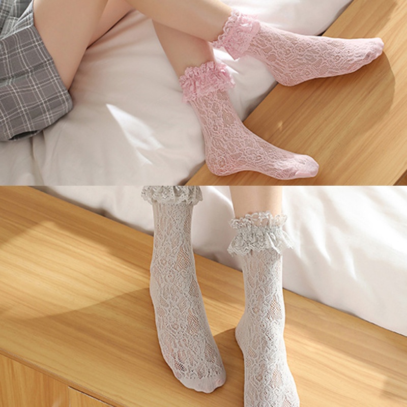Vớ Ren Phối Lưới Phong Cách Lolita Nhật Bản Dễ Thương Cho Nữ
