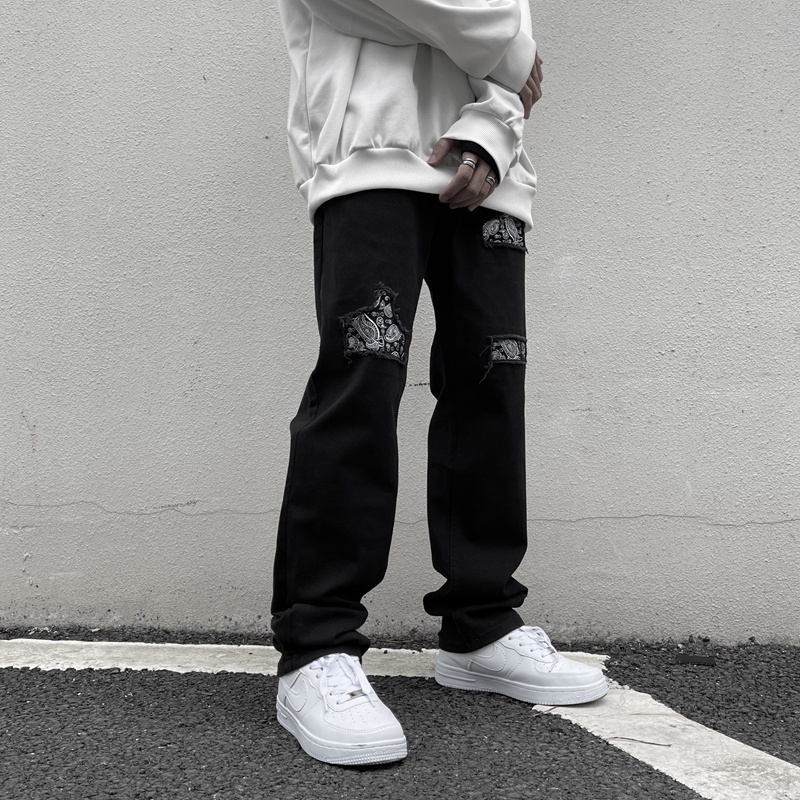 Quần denim ống suông rộng thời trang hip hop cá tính dành cho nam