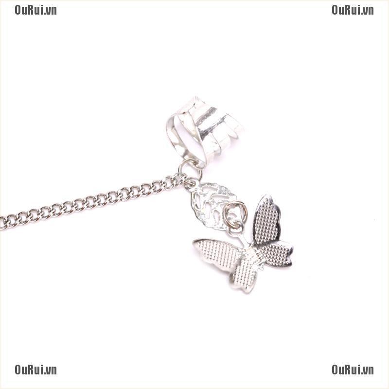 (FCC) 1 Khuyên Tai Dáng Dài Trang Trí Hình Bướm Phong Cách Harajuku Thời Trang