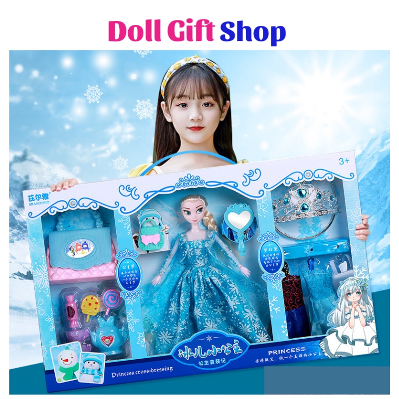 Búp bê Barbie Elsa, Aisha xinh xắn cho bé gái, hộp quà búp bê 30cm kèm phụ kiện - Doll Gift Shop