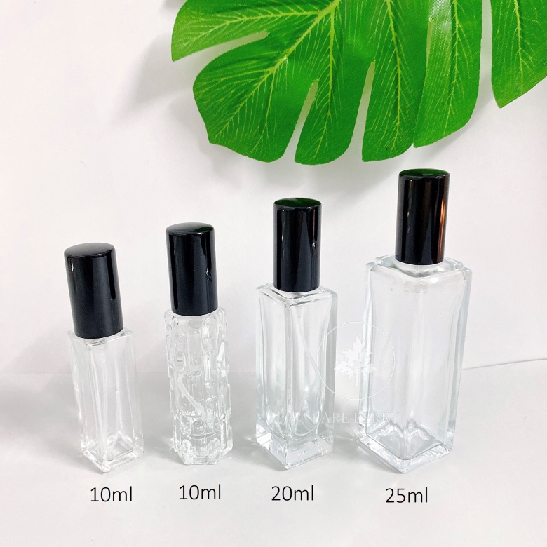 Chai chiết nước hoa thủy tinh trong suốt 10ml, 20ml, 25ml, Lọ chiết nước hoa thủy tinh họa tiết