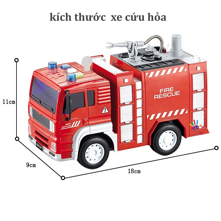 Xe cứu hỏa phun nước loại to đèn và nhạc 1:16