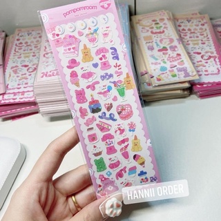 Sticker ribbon gấu decor