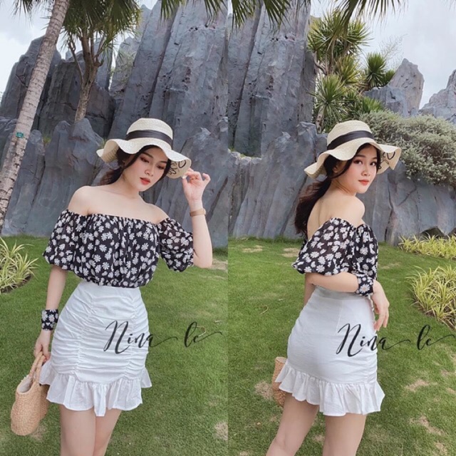 Chân váy đuôi cá ngắn may nhún