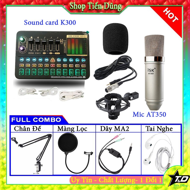 Bộ mic thu âm AT350 đi với sound card k500 chân đế màng lọc dây livestream MA2 - Trọn bộ sản phẩm livestream hay thu âm