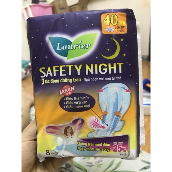 TĂNG 2 mieng đem khi mua BĂNG VỆ SINH ĐÊM LAURIER SAFETY NIGHT 30CM/ 35CM/ 40CM GÓI 8 MIẾNG