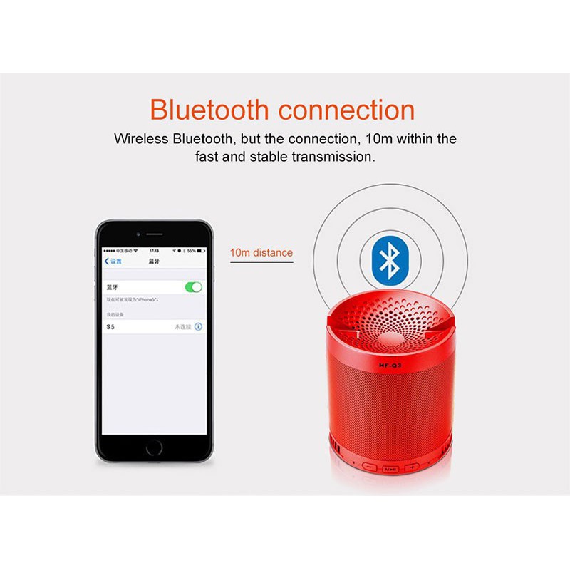 Loa Bluetooth mini Q3 có giá đỡ điện thoại, khe cắm thẻ nhớ
