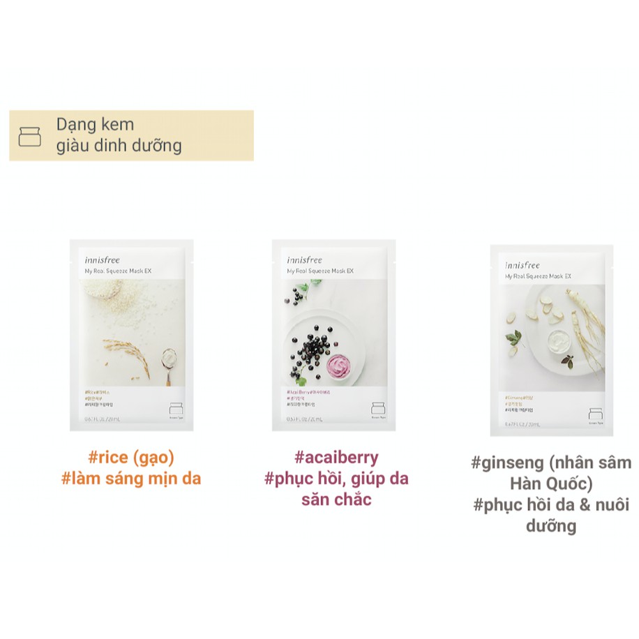 Mặt nạ giấy dưỡng da Hàn Quốc innisfree My Real Squeeze Mask 22ml | BigBuy360 - bigbuy360.vn