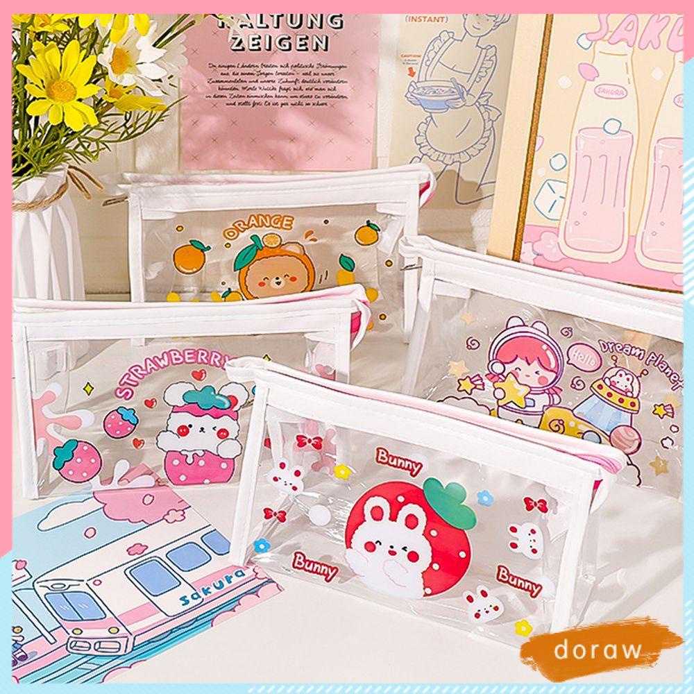 Túi Đựng Bút/ Mỹ Phẩm Trong Suốt Hình Tam Giác Sức Chứa Lớn Đa Năng