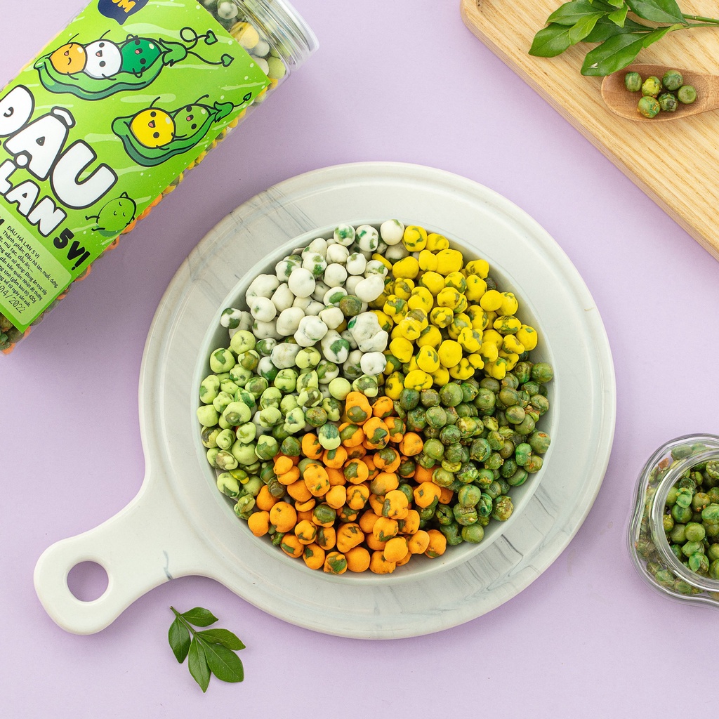 Đậu hà lan 5 vị wasabi phô mai tỏi ớt sữa rau củ dumbum đồ ăn vặt 430g