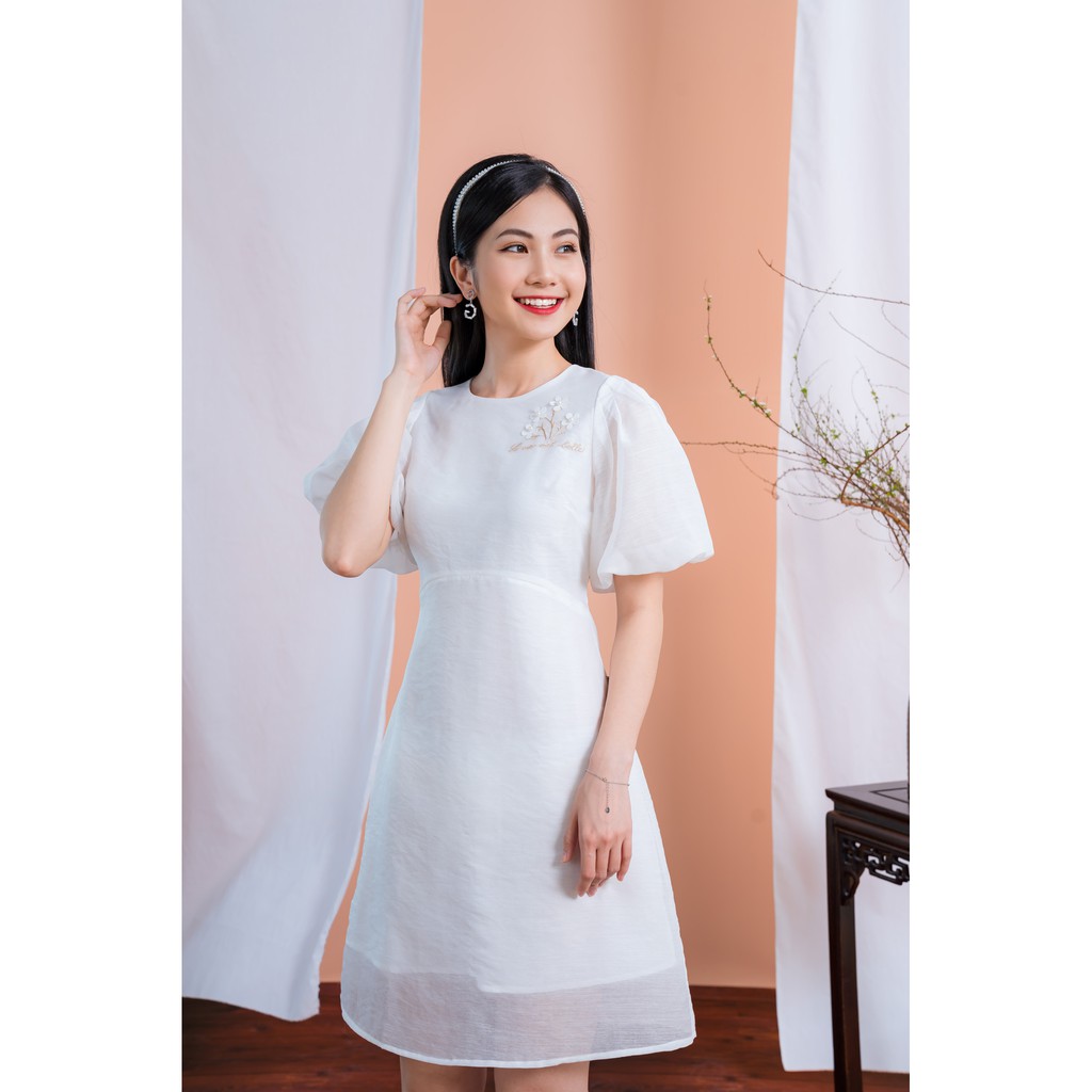 Đầm Tơ Dự Tiệc YODY Thêu Tay Bồng Siêu Xinh VAN4084