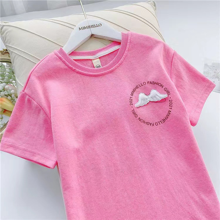 Đầm Thun In Hình Đôi Cánh Phong Cách Hàn Quốc Xinh Xắn Dành Cho Bé Gái 2-9 Tuổi