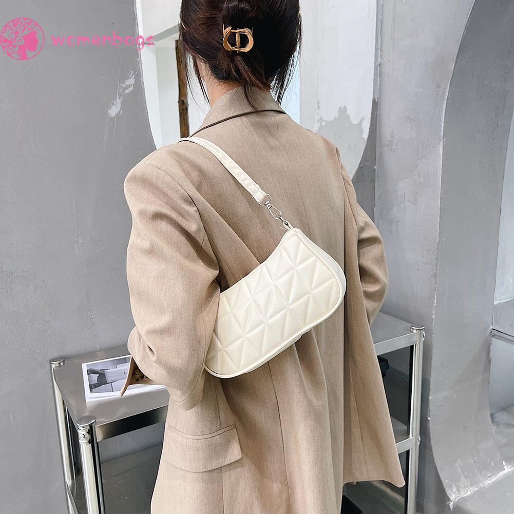 Túi đeo vai làm từ da PU họa tiết hình học dập nổi màu trơn thời trang đơn giản cho nữ
