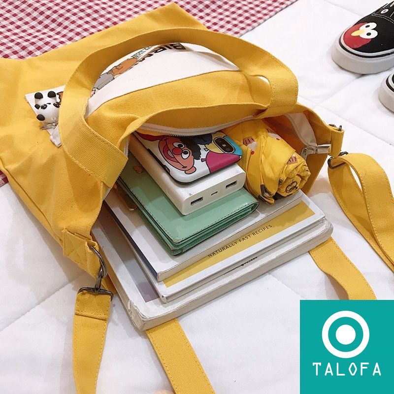 Túi Tote Chất Liệu Canvas Gia Đình Hà Mã Dễ Thương Tiện Dung[TaLoFa Shop]