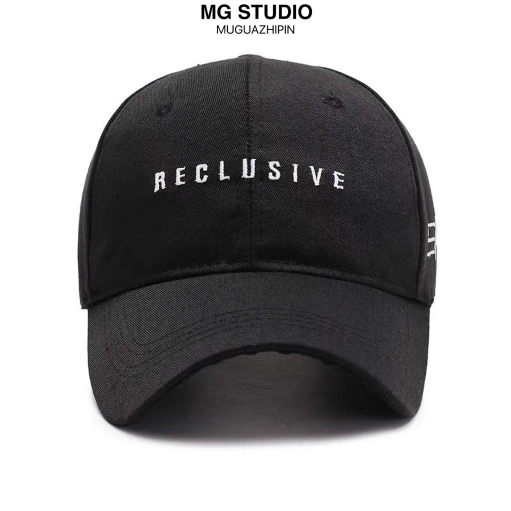 Mũ bóng chày MG STUDIO hai màu sắc thêu chữ “RECLUSIVE” thời trang