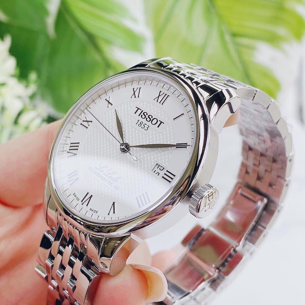Đồng hồ Nam chính hãng Tissot 1853 Le Locle Powermatic 80 T006.407.11.033.00 Size 40,Mặt trắng,Lịch-Máy cơ-Dây kim loại