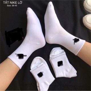 Tất cao cổ nam nữ màu trắng cao cấp , tất giày sneakers