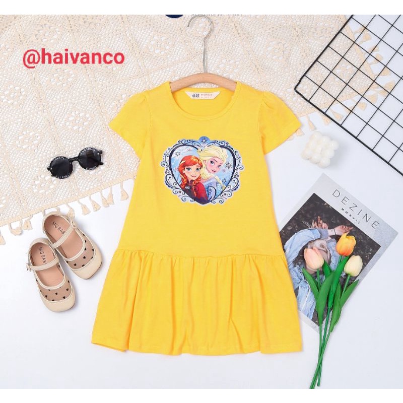 Đầm váy thun bé gái dễ thương nhiều màu Elsa Pony cotton mềm mại thoáng mát haivanco 12 đến 35 kg đi học đi chơi đều đẹp
