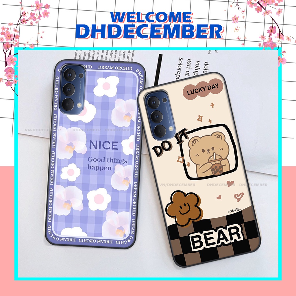 Ốp lưng Oppo RENO 4 in hình gấu K@ws, gấu nâu, dor@emon RẺ- ĐẸP- BỀN