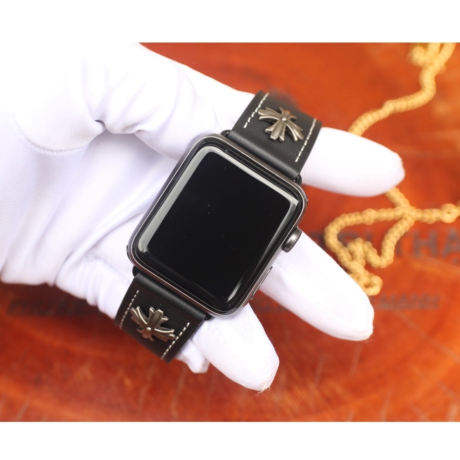 Dây da cho đồng hồ Apple Watch Da Bò Pullup - Rivet chữ thập Khóa Thép 316L Dành Cho Series SE 7| 6 | 5 | 4 | 3 | 2 | 1
