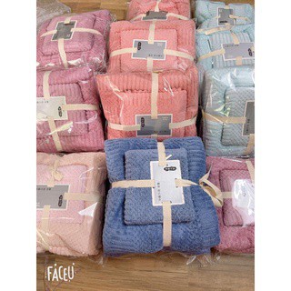 Khăn tắm khăn mặt cho bé set 2 khăn tắm cao cấp xuất hàn 100% sợi than tre tự nhiên thấm hút tốt MiibooShi 25555555555