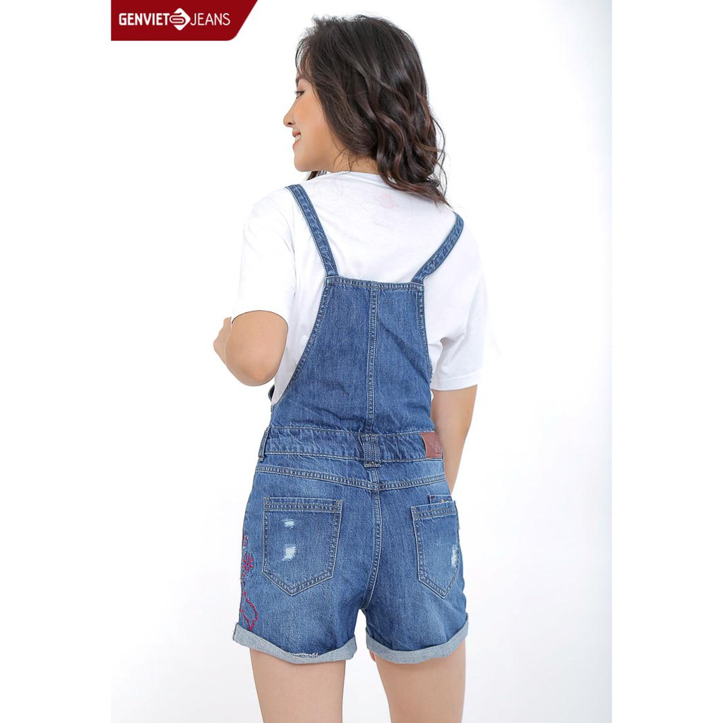  Quần yếm short jeans nữ TY424J507 GENVIET