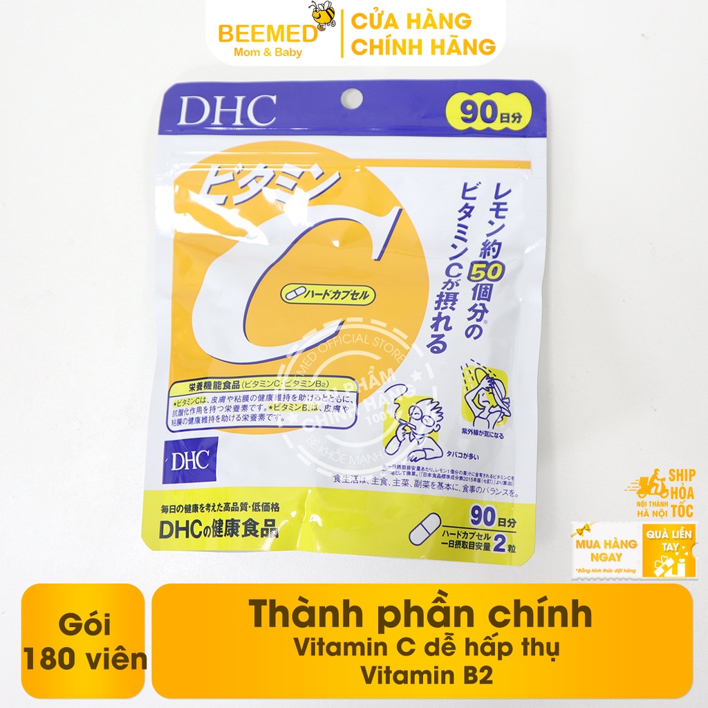 Viên Uống Bổ Sung Vitamin C DHC Vitamin C Hard Capsule Tăng Sức Đề Kháng, Sáng Mịn Da, Giảm Thâm Mụn - Chinh hãng DHC